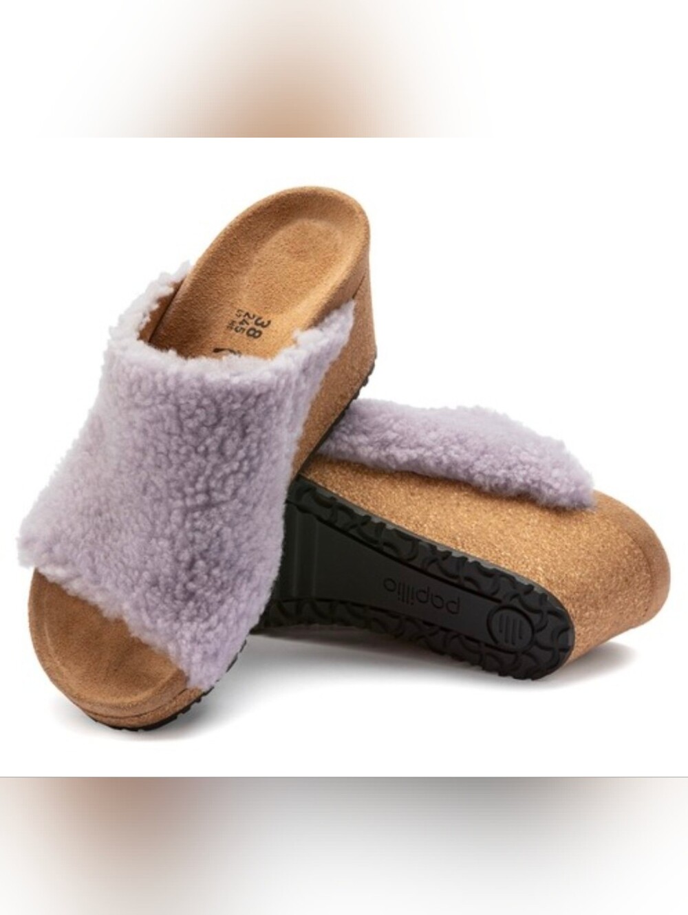 BIRKENSTOCK PAPILLIO NAMIKA TEDDY WEDGE SANDALS SIZE 38